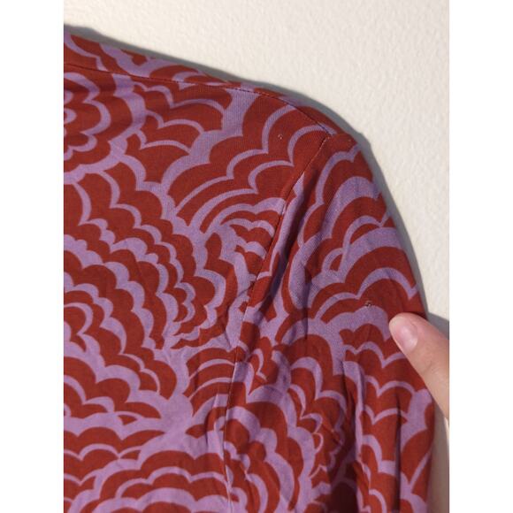 RTR A.L.C James Red Pink Print Turtleneck Long Sleeve Top Size Large pullover - Picture 9 of 11